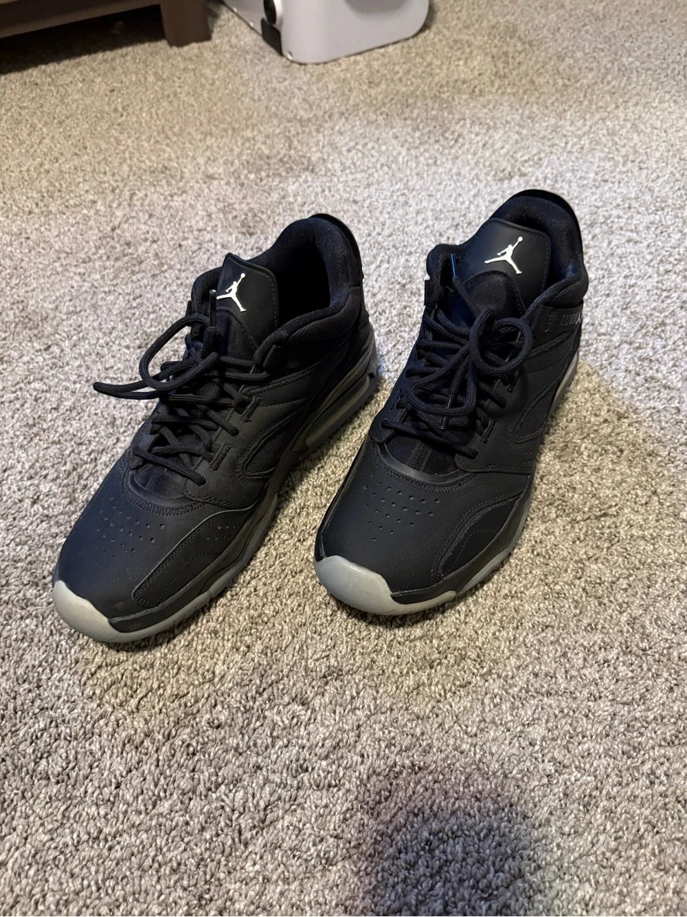 Jordan Black and Gray Mid-Top Sneakers with Visible Air Unit